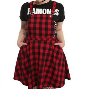 Hot Topic Red/Black Checkered Overall Dress